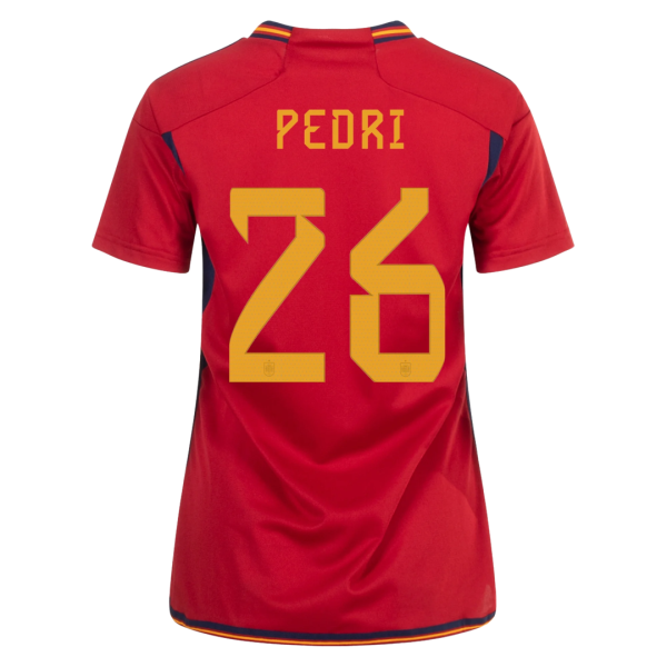 Women's Replica PEDRI #26 Spain Home Soccer Jersey Shirt 2022 Adidas