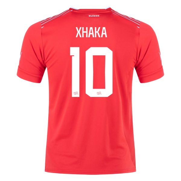 Men's Replica XHAKA #10 Switzerland Home Soccer Jersey Shirt 2022 Puma - World Cup 2022