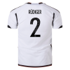Men's Replica RÜDIGER #2 Germany Home Soccer Jersey Shirt 2022 Adidas - World Cup 2022