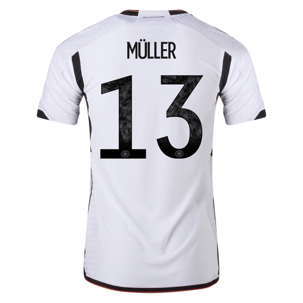 Men's Authentic MÜLLER #13 Germany Home Soccer Jersey Shirt 2022 Adidas World Cup 2022