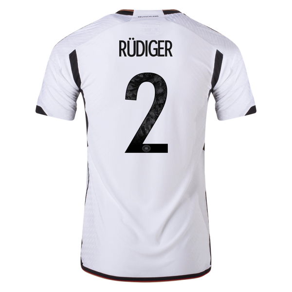 Men's Authentic RÜDIGER #2 Germany Home Soccer Jersey Shirt 2022 Adidas World Cup 2022