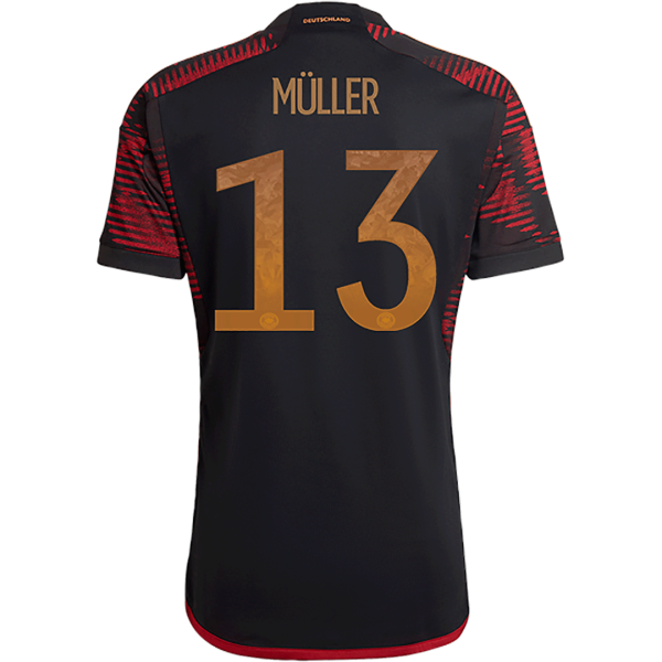 Men's Replica MÜLLER #13 Germany Away Soccer Jersey Shirt 2022 Adidas - World Cup 2022