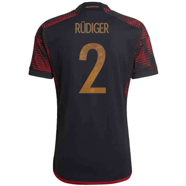 Men's Replica RÜDIGER #2 Germany Away Soccer Jersey Shirt 2022 Adidas - World Cup 2022