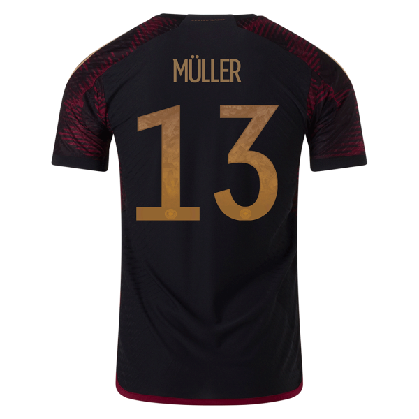 Men's Authentic MÜLLER #13 Germany Away Soccer Jersey Shirt 2022 Adidas World Cup 2022