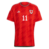 Men's Replica BALE #11 Wales Home Soccer Jersey Shirt 2022 Adidas - World Cup 2022