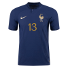 Men's Authentic KANTE #13 France Home Soccer Jersey Shirt 2022 Nike World Cup 2022