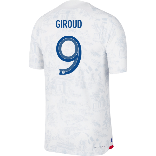 Men's Authentic GIROUD #9 France Away Soccer Jersey Shirt 2022 Nike World Cup 2022