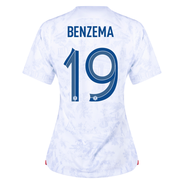 Women's Replica BENZEMA #19 France Away Soccer Jersey Shirt 2022 Nike