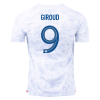 Men's Replica GIROUD #9 France Away Soccer Jersey Shirt 2022 Nike - World Cup 2022
