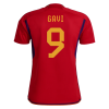 Men's Replica GAVI #9 Spain Home Soccer Jersey Shirt 2022 Adidas - World Cup 2022