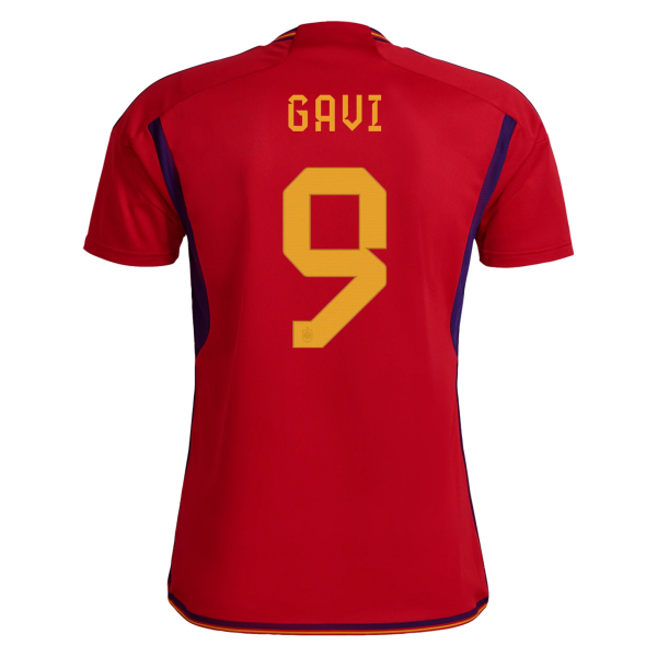 Men's Replica GAVI #9 Spain Home Soccer Jersey Shirt 2022 Adidas - World Cup 2022