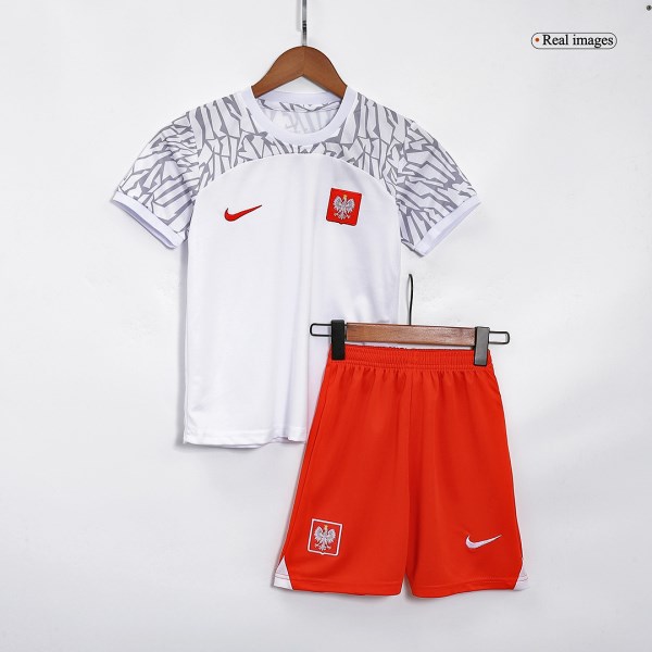 Kids Poland Home Soccer Jersey Kit (Jersey+Shorts) 2022 Nike - World Cup 2022