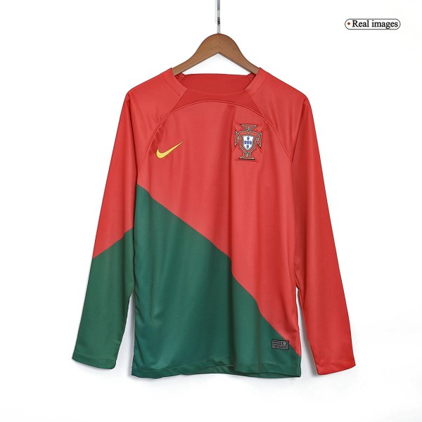Men's Replica Portugal Home Long Sleeves Soccer Jersey Shirt 2022 Nike - World Cup 2022