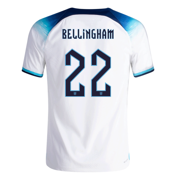 Men's Authentic BELLINGHAM #22 England Home Soccer Jersey Shirt 2022 Nike World Cup 2022