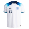 Men's Authentic BELLINGHAM #22 England Home Soccer Jersey Shirt 2022 Nike World Cup 2022