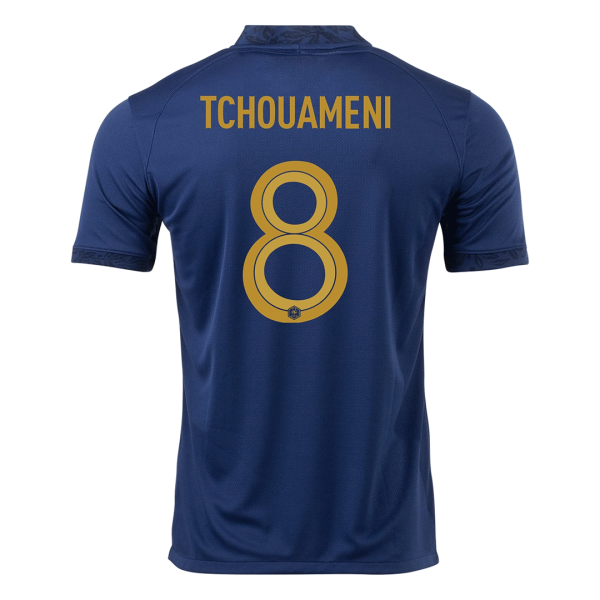 Men's Replica TCHOUAMENI #8 France Home Soccer Jersey Shirt 2022 Nike - World Cup 2022