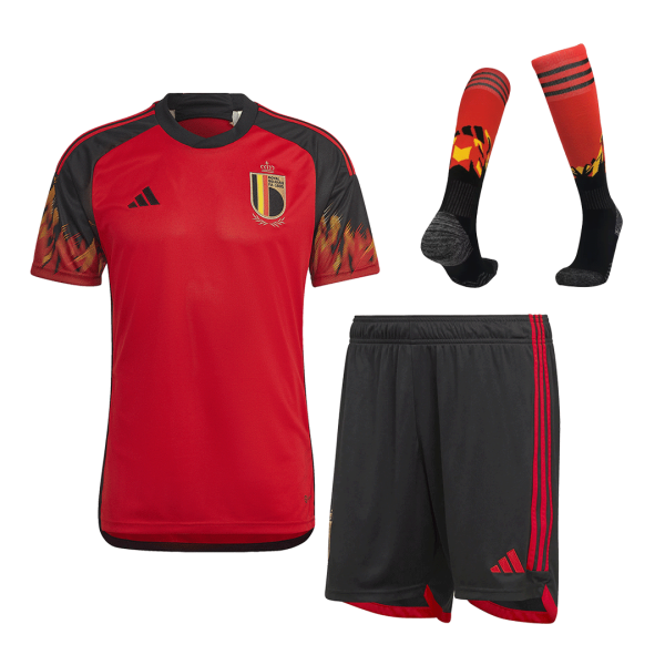 Men's Replica Belgium Home Soccer Jersey Whole Kit (Jersey+Shorts+Socks) 2022 Adidas - World Cup 2022