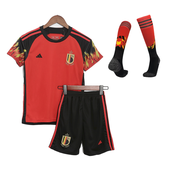 Kids Belgium Home Soccer Jersey Whole Kit (Jersey+Shorts+Socks) 2022 Adidas - Wrold Cup 2022