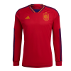 Men's Authentic Spain Home Soccer Long Sleeves Jersey Shirt 2022 Adidas - World Cup 2022