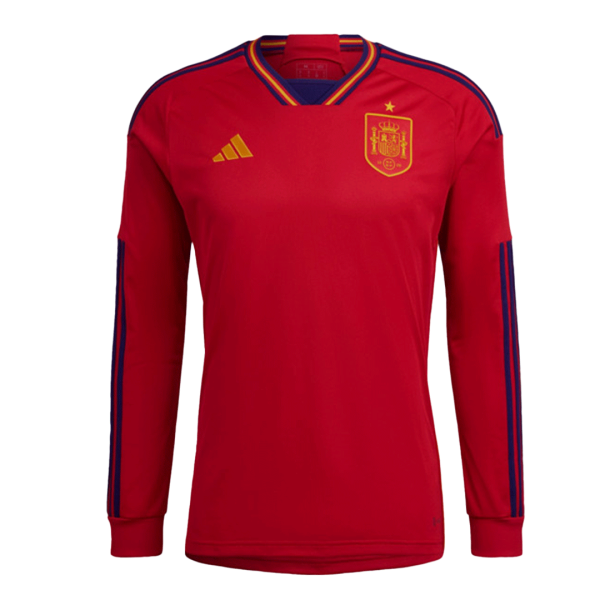 Men's Authentic Spain Home Soccer Long Sleeves Jersey Shirt 2022 Adidas - World Cup 2022