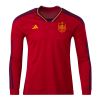 Men's Replica Spain Home Long Sleeves Soccer Jersey Shirt 2022 Adidas - World Cup 2022