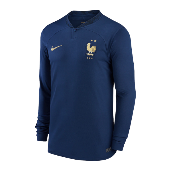 Men's Replica France Home Long Sleeves Soccer Jersey Shirt 2022 Nike - World Cup 2022