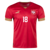 Men's Replica VLAHOVIĆ #18 Serbia Home Soccer Jersey Shirt 2022 Puma - World Cup 2022