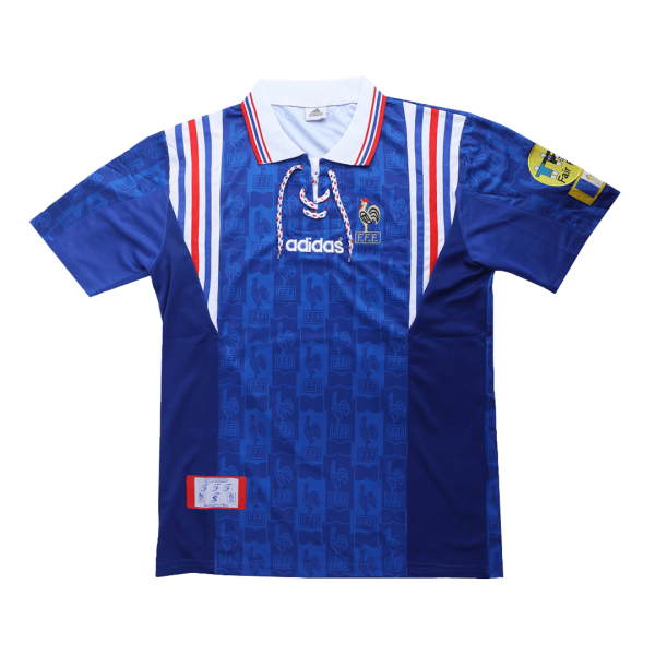Men's Retro 1996 France Home Soccer Jersey Shirt Adidas
